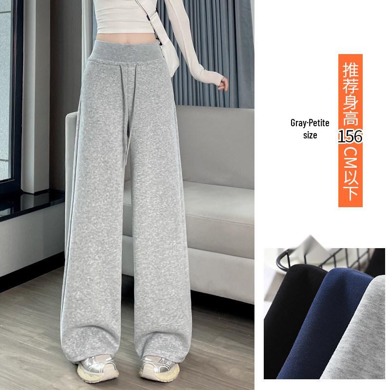

Women s High-Waisted Velvet Wide-Leg Sweatpants - Autumn/Winter Style, Junior/High School Suitable, American Casual Fashion. L