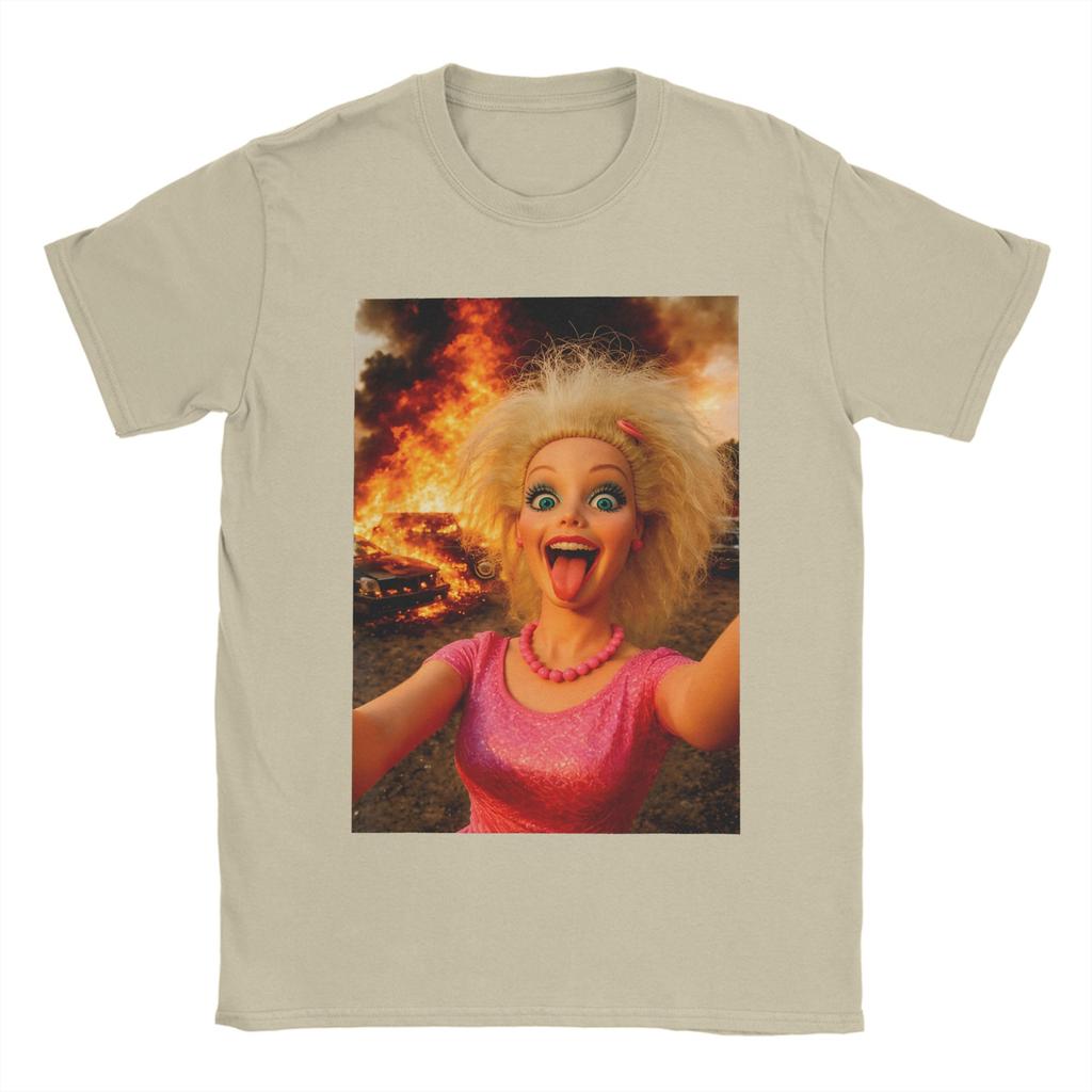Doll Face Meme Expression Crazy Doll Hilarious Meme Unisex T Shirt Tee Shirt Short Sleeve Round Neck TShirts Pure Cotton Clothes
