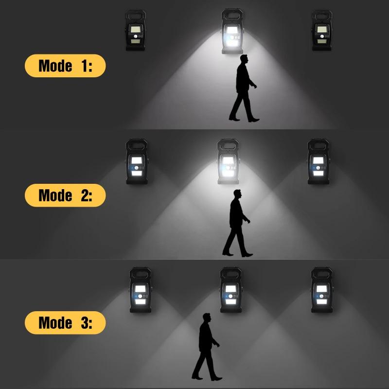 Solar Clamp Lights Outdoor Motion Sensor Waterproof 3 Modes LED Work Light For Camping Fence Garage Garden Lighting