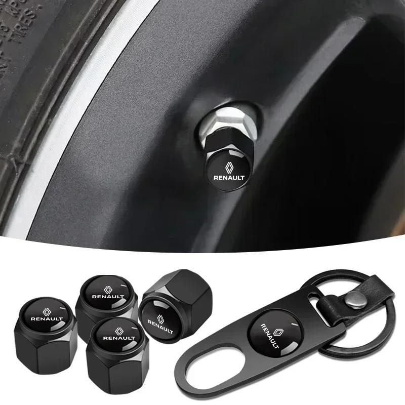 Car Accessories Metal Wheel Tire Valve Caps With Wrench Keychain For Renault RS Clio Megane 2 3 4 Captur Trafic Twingo Scenic 2 S777
