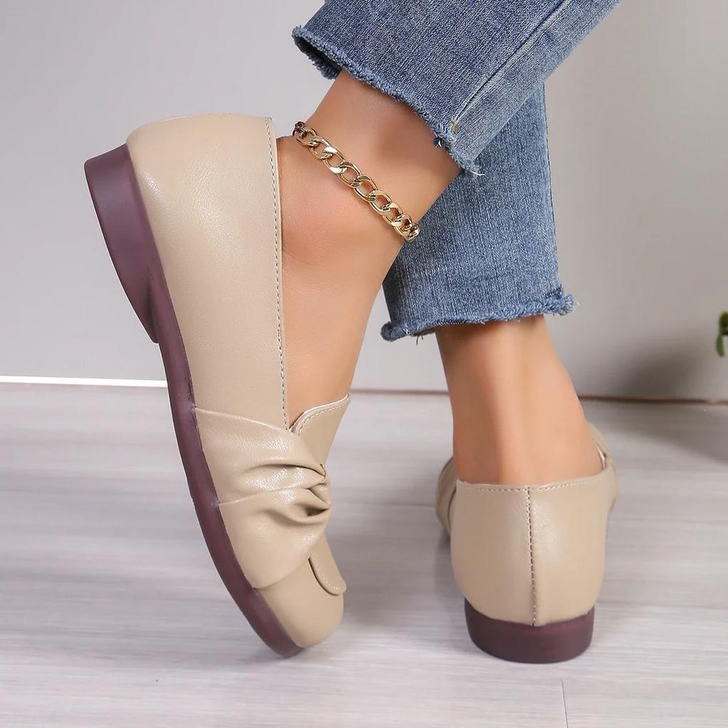 Mode Damen Slipper Flache Schuhe Damen Komfort Rutschfest Weich Oxford Einfarbig Mama Schuhe Neue Mode Leder Flaches Schuhwerk Schuhe