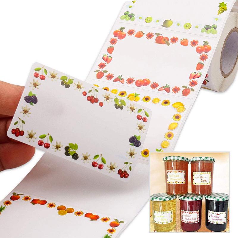 250 Self-Adhesive Blank Kitchen Labels with Fruit Border for Refrigerator Storage