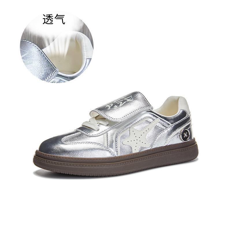 

Кожаные кроссовки для серфинга 2025 года, весна и лето, новые немецкие кроссовки с плоской подошвой, женские белые кроссовки, женская спортивная обувь, повседневная женская обувь 35 серебряный