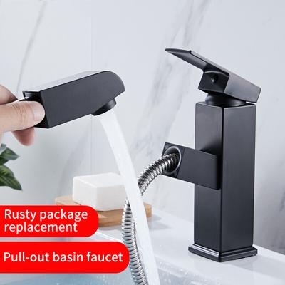 Bathroom Waterfall Basin Sink Faucet Black Faucets Brass Bath Faucet Hot&Cold Water Mixer Vanity Tap Deck Mounted Washbasin Tap