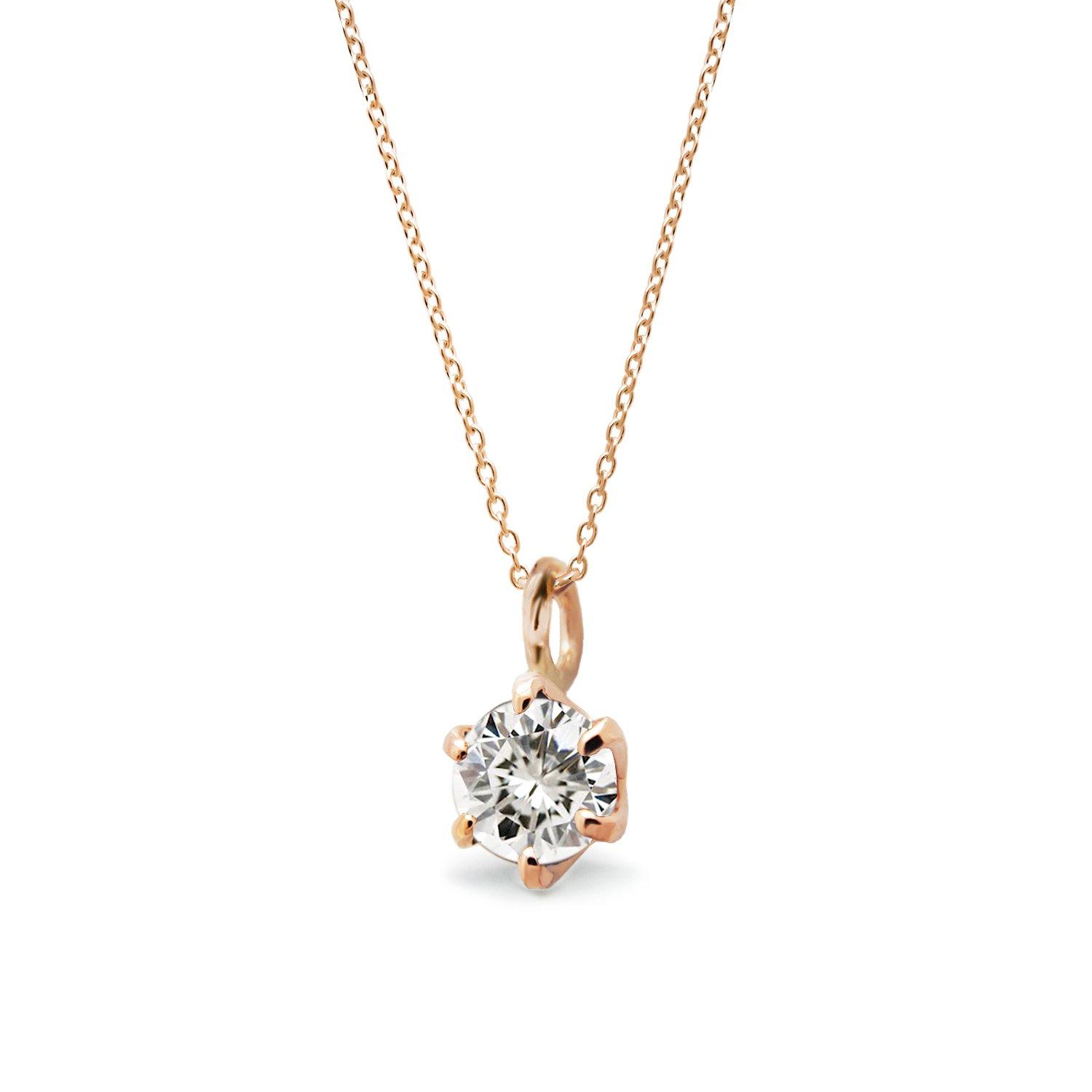 

miwahouseki April Birthstone Diamond Carat Pink Gold Solitaire Necklace [Miwa Houseki] 0.1 [PG0682DIA]