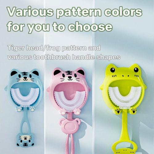 U-Shaped Children's Toothbrush with Soft Silica Gel Brush Head, Manual Toothbrush for Toddlers, Baby Toothbrush, Silicone Baby Teething Toy Toothbrush