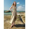 SANCITY Women's 2025 Spring V-Neck Pure Cotton A-Line Maxi Dress