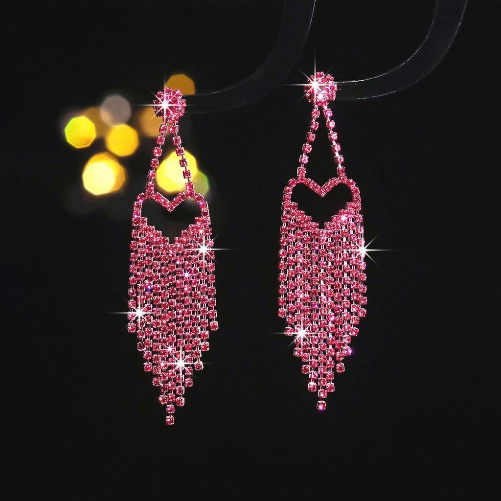Temperament Advanced Sense Hollow Love Long Fringed Earrings