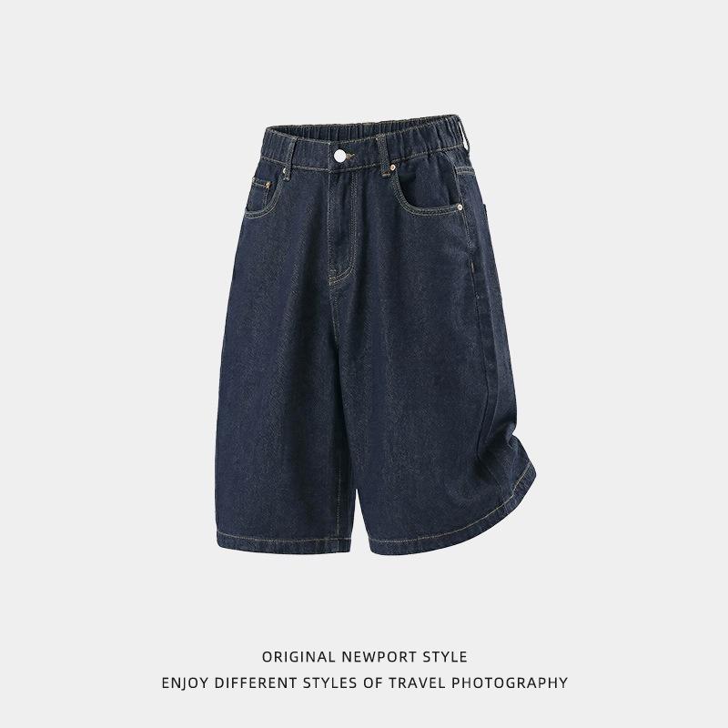 Men Vintage Loose Straight Cropped Casual Street Denim Jeans
