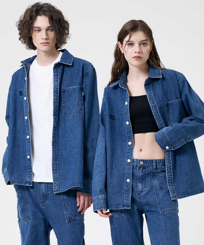 Mayol Logo Embroidered Denim Shirt_Indigo