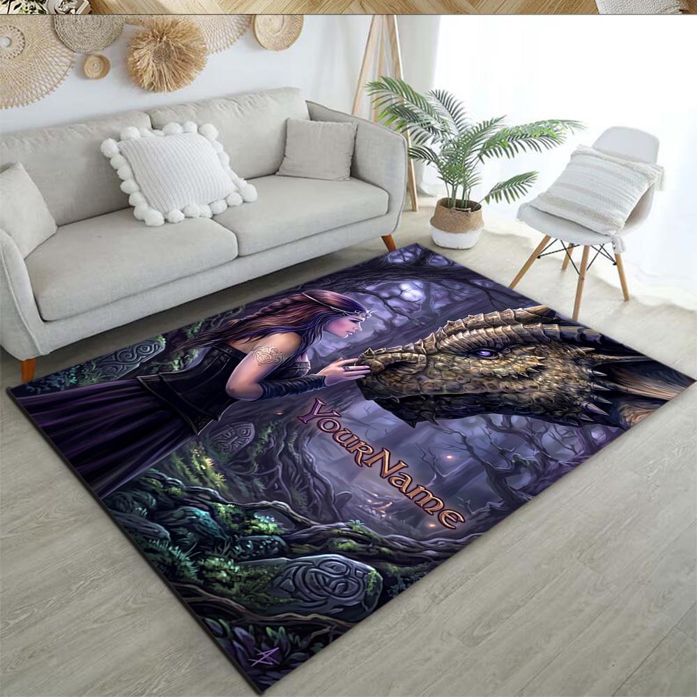 Gothic Illustrations Customize Text Area Rug Suitable for Dining Room Living Rooms Kitchen Playrooms Antislip Carpet Decorate Offices