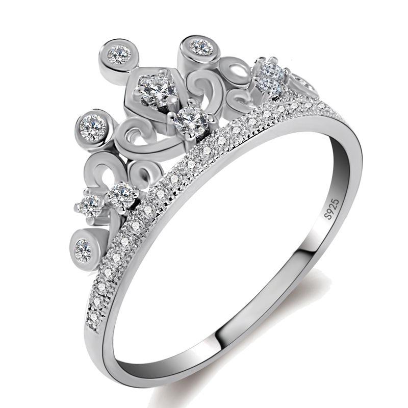 Step Into Silver Jewelry Crown Ring Ring Women'S Zircon Diamond Ring