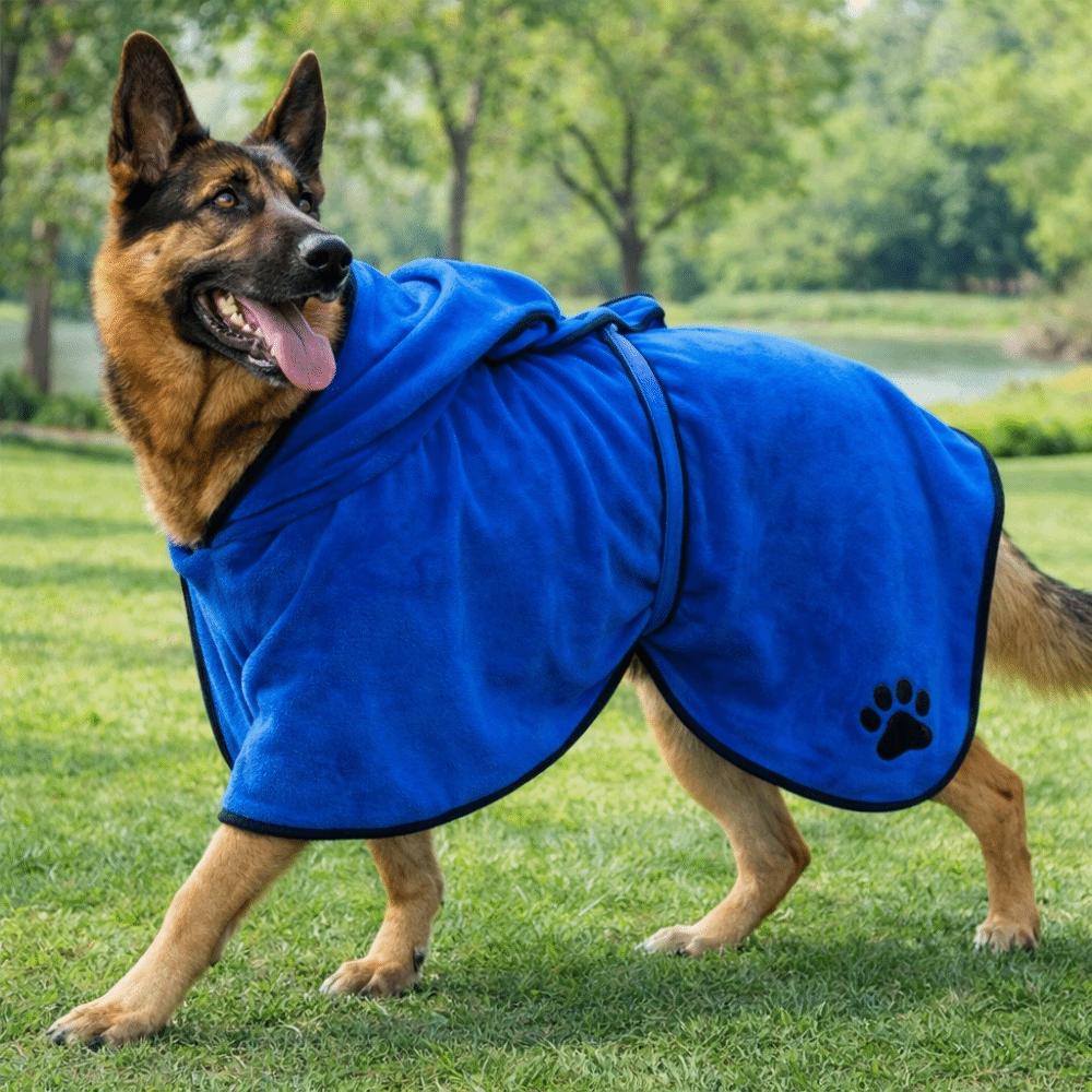 High Absorbency Dog Bathrobe Fixed Waist Belt Hooded Pet Drying Towel Super Warm Quick Drying Towel for Cleaning Grooming