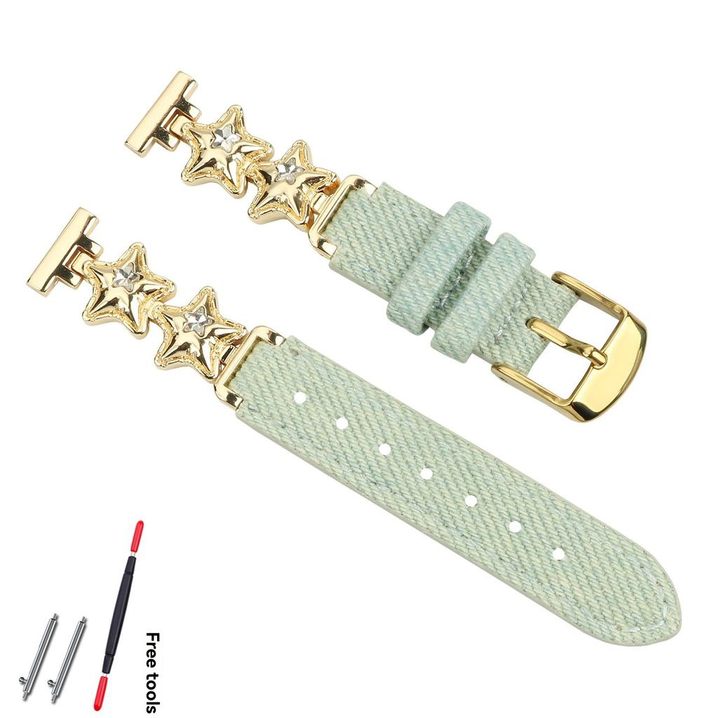 14mm Lily2 Strap for Garmin Lily 2 Smartwatch Fashion Star Nylon Quick Release Watch Strap Women Watch Denim Canvas Wristband