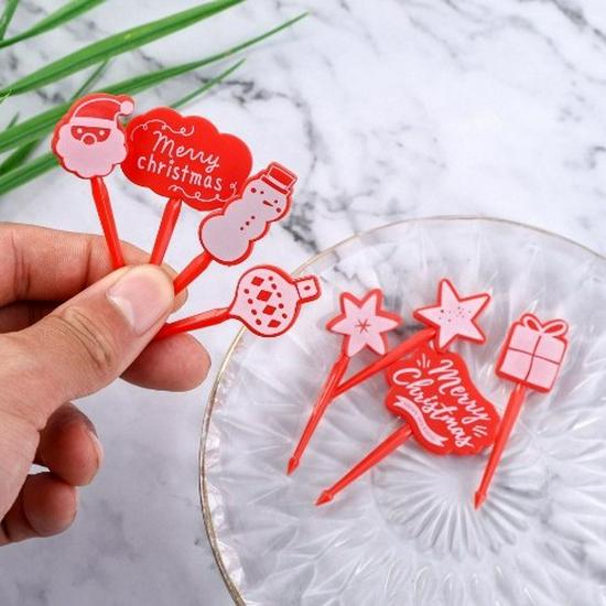 Halloween & Christmas Cartoon Fruit/Bento Forks - Cute Mini Picks for Kids, Creative Plastic Cake Forks