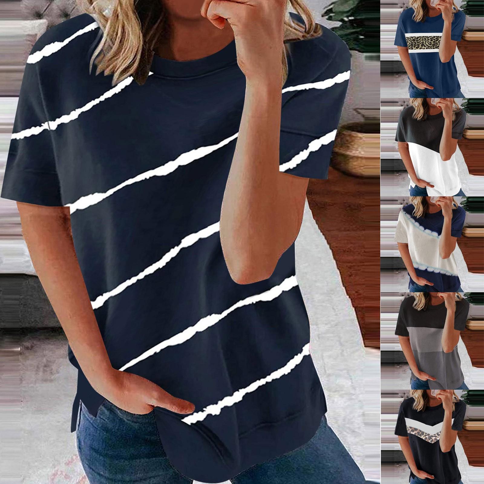 

Женская повседневная модная футболка с короткими рукавами и круглым вырезом, тонкая футболка