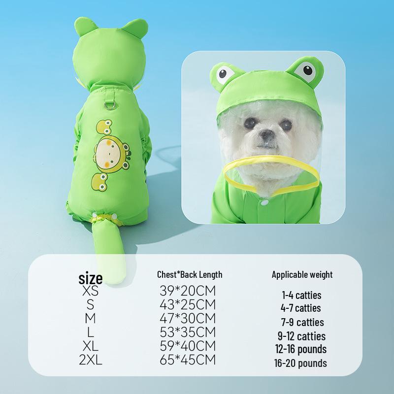 Cartoon Waterproof Full Coverage Raincoat for Small & Medium Dogs - Four-Legged Poncho for Rainy Day Outdoor Use