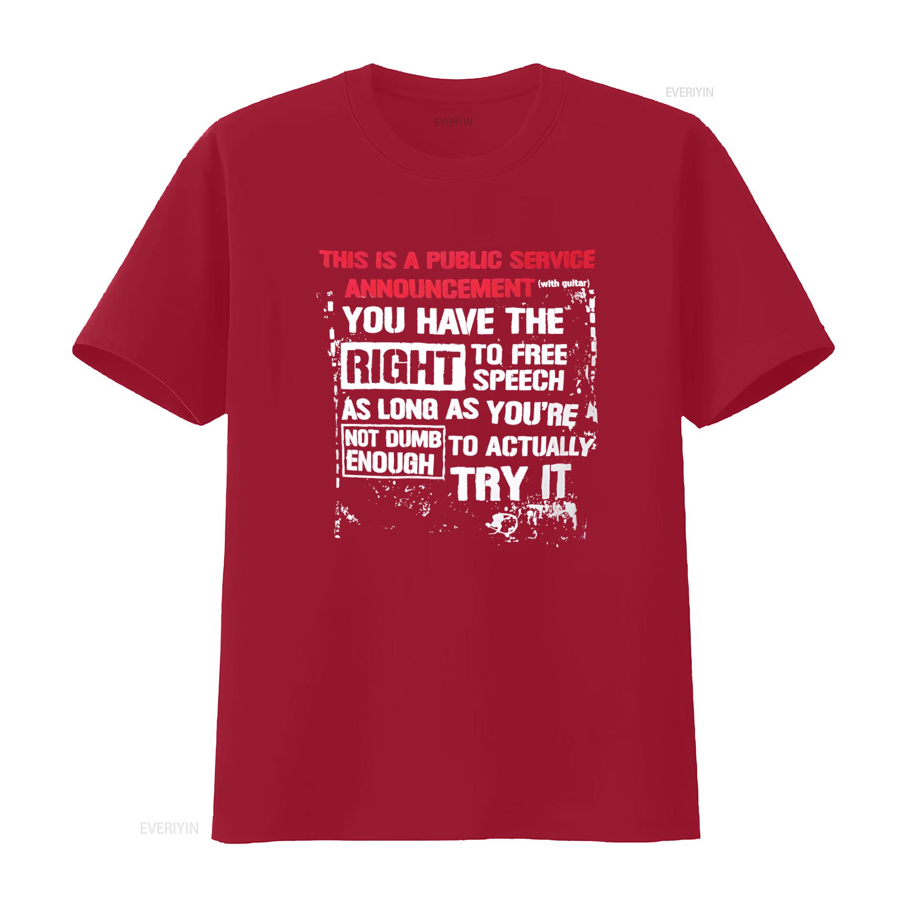 The Clash Inspired T Shirt Public Service Announcement Free Speech Rights Political Punk Style vintage Washed Casual homme S