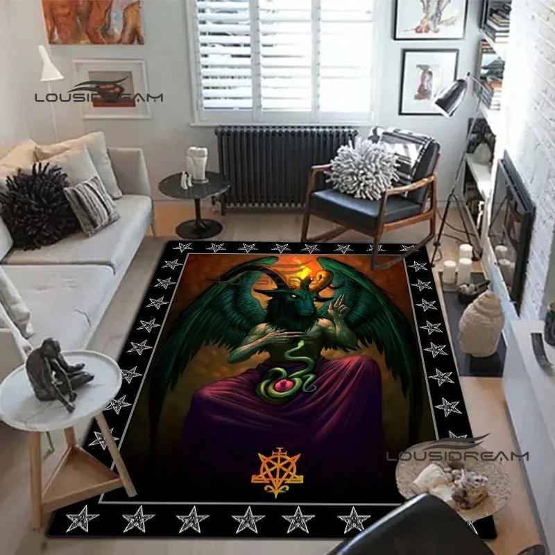 Devil Satan Lucifer Sacrifice Carpet and Rug Goat Baphont Rug Living Room Bedroom Area Carpet Study Porch Bedside Non-slip Mat