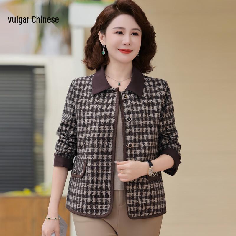 

Ronghua Women s Plaid Lapel Short Jacket 3XL