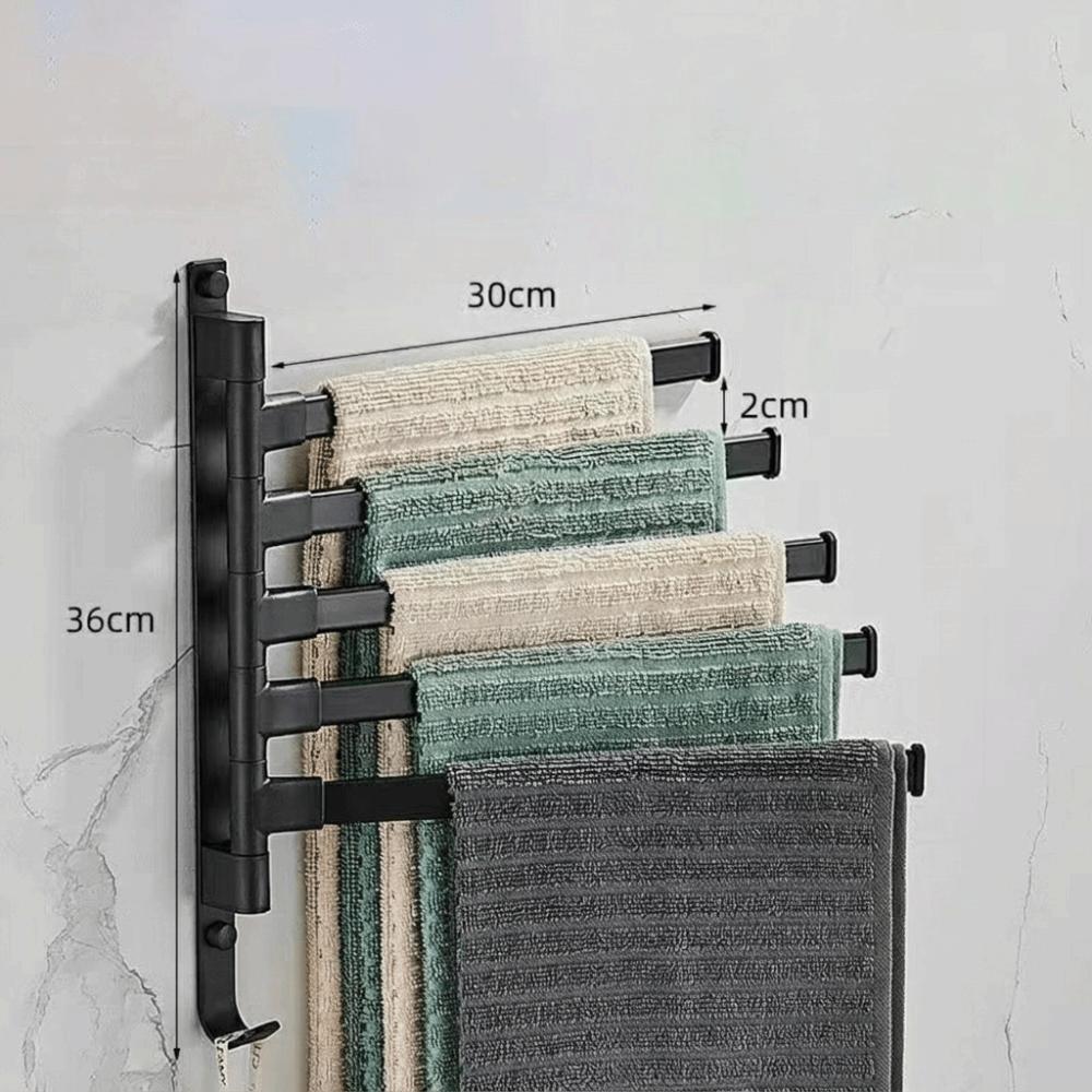 No Drill Installation Wall Mounted Towel Rack Swing Arm Towel Bar Bathroom Storage