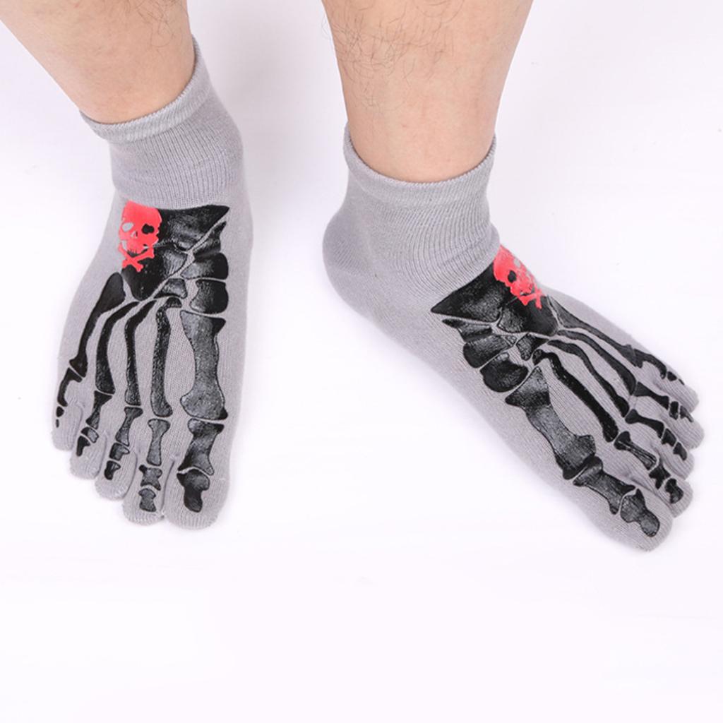 Halloween Scary Skull Skeleton Toe Bone Printed Socks Funny Novelty Socks for Mens