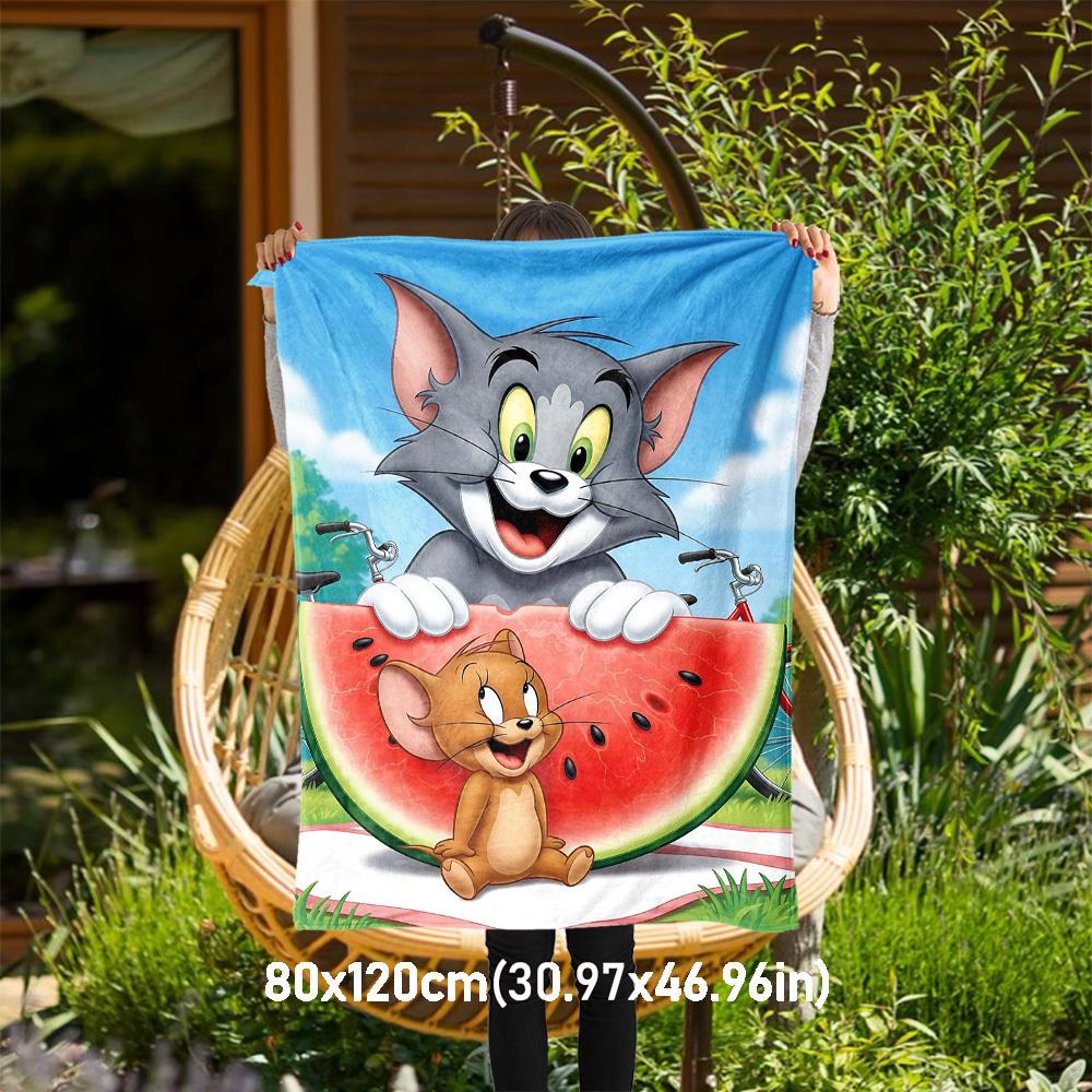 

1pc Tom and Jerry watermelonOutdoor Flannel Blanket Soft Plush Decor for Picnics, camping,Bedroom, Playroom, or Lunch Breakn1165A 80x120cm(31x47inch)