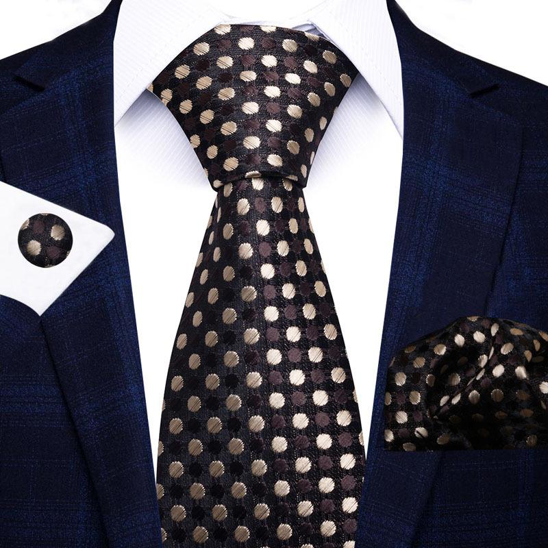 2025 Men'S Business Black Gift Box Striped Plain Tie Pocket Towel Tie Gift Set