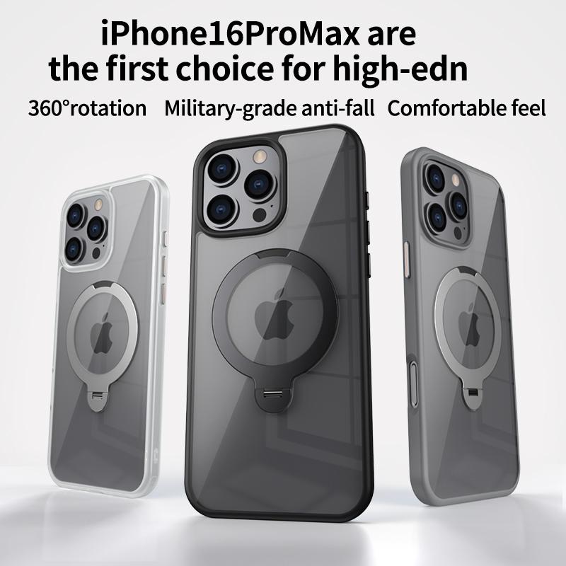 For iPhone 16 Pro Kickstand Case TPU+Acrylic Clear Phone Cover Compatible with MagSafe