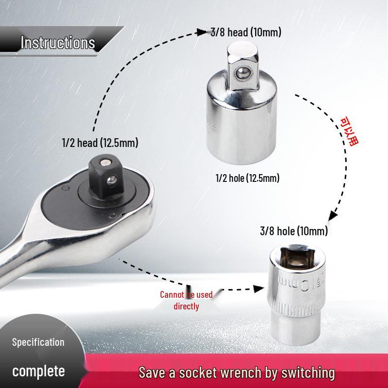 Ratsche-Steckschlüssel-Adapter für mehrere Antriebe: Wandelt 1/2" auf 3/8" auf 1/4" um