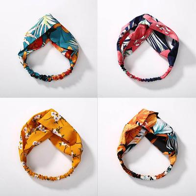 4 Stück/Los Damen Sommer Böhmisches Stirnband Mode Druck Haarband Vintage Kreuz Turban Haarband Mädchen Damen Haarschmuck