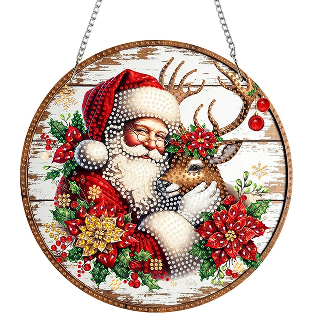 Acrylic 2D/Flat DIY Christmas Special Shape Hanging Diamond Art Kits Rhinestone Diamond Art Window Pendants Wall Door Decoration