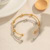 Youthway Stainless Steel Golden  Color Steel Bead Open Slim Bracelet Elegant Charming Design Waterproof Jewelry Gift New