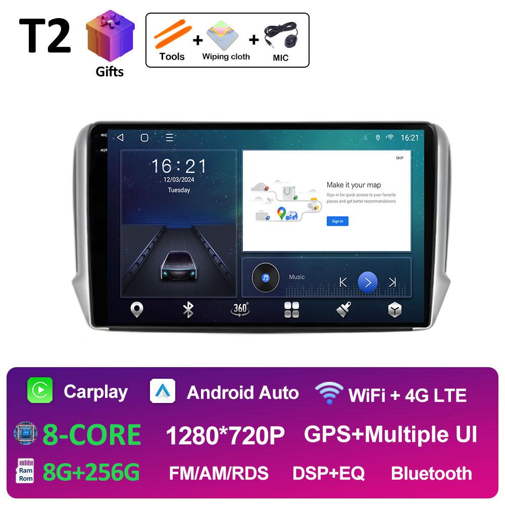 Wireless Carplay Android Intelligent System For Peugeot 2008 208 Series 2012 2013 2014 2015 - 2018 DSP Stereo GPS Navi Bluetooth