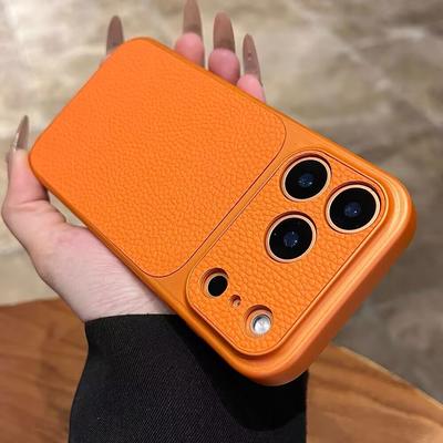 Luxury Lychee Leather Phone Case For iPhone 17 Air 16 15 14 13 Pro Max Instantly Turn 17Pro Full Bumper Matte Shockproof Cover