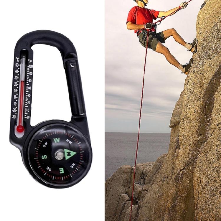 Portable Carabiner with Compasses & Thermometer Mountaineering Buckle Keys Hook