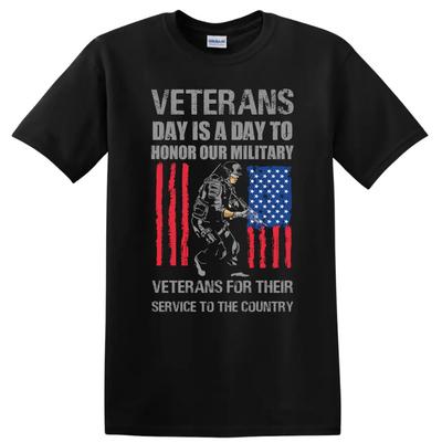 Veterans Day T Shirt Honor Our Military Soldier American Flag Tee