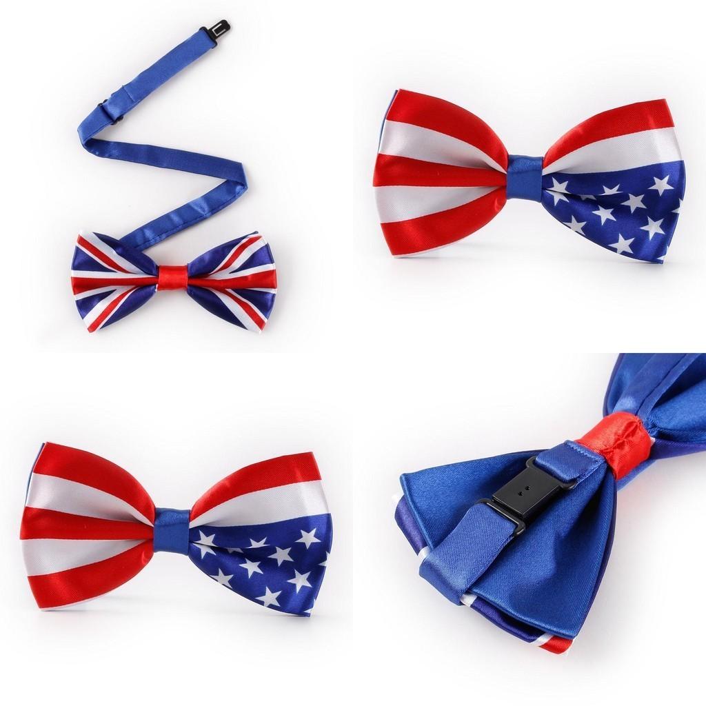 Stylish Union Jack Usa Flag Silk Bow Tie For Fancy Dress Costumes