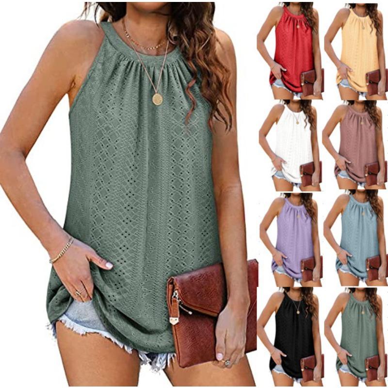 Damen-T-Shirt-Kleid mit Schlitzen, offenem Rundhalsausschnitt, ärmellose Weste