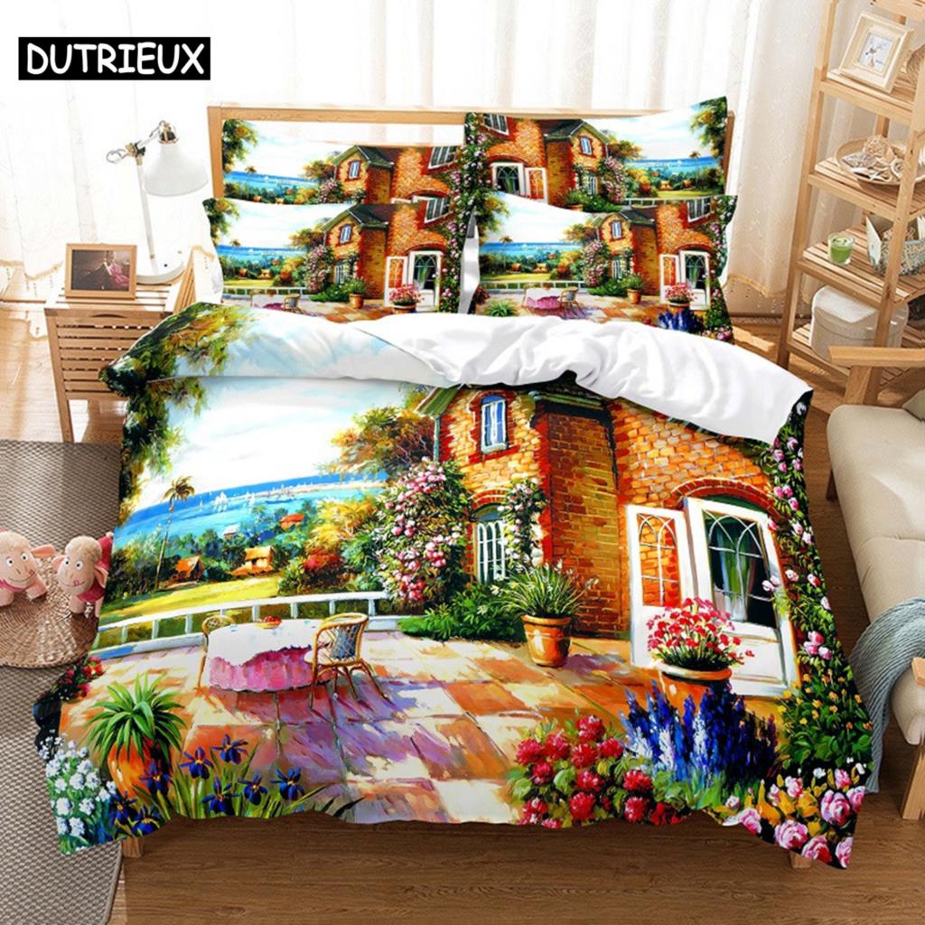 Landscape Painting Bedding Set Duvet Cover Set 3d Bedding Digital Printing Bed Linen Queen Size Bedding Set Fashion Design