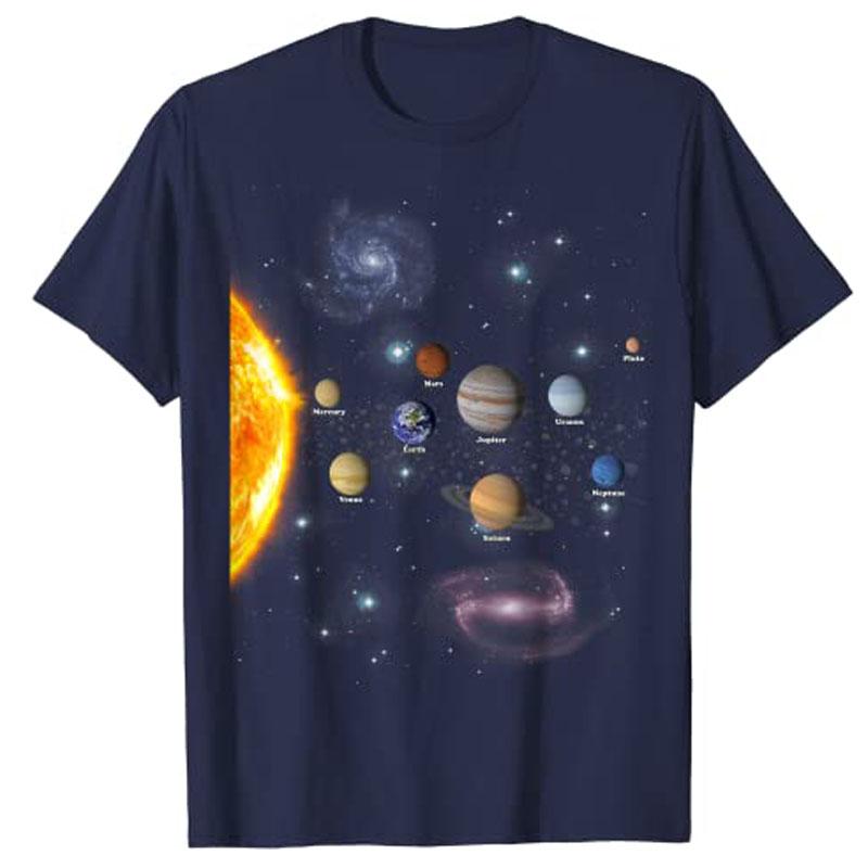 

Solar System T Shirt - Boys Girls STEM Kids Realistic Space Tee Funny Science Lover Astronomy Graphic Outfits Fashion Y2k Tops 4XL