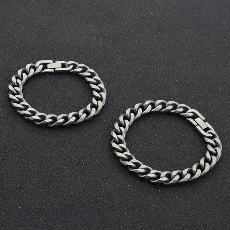 Titanium Steel Cuban Link Bracelet Men Geometric Hexagon Design Polished Finish Hypoallergenic Unisex Jewelry