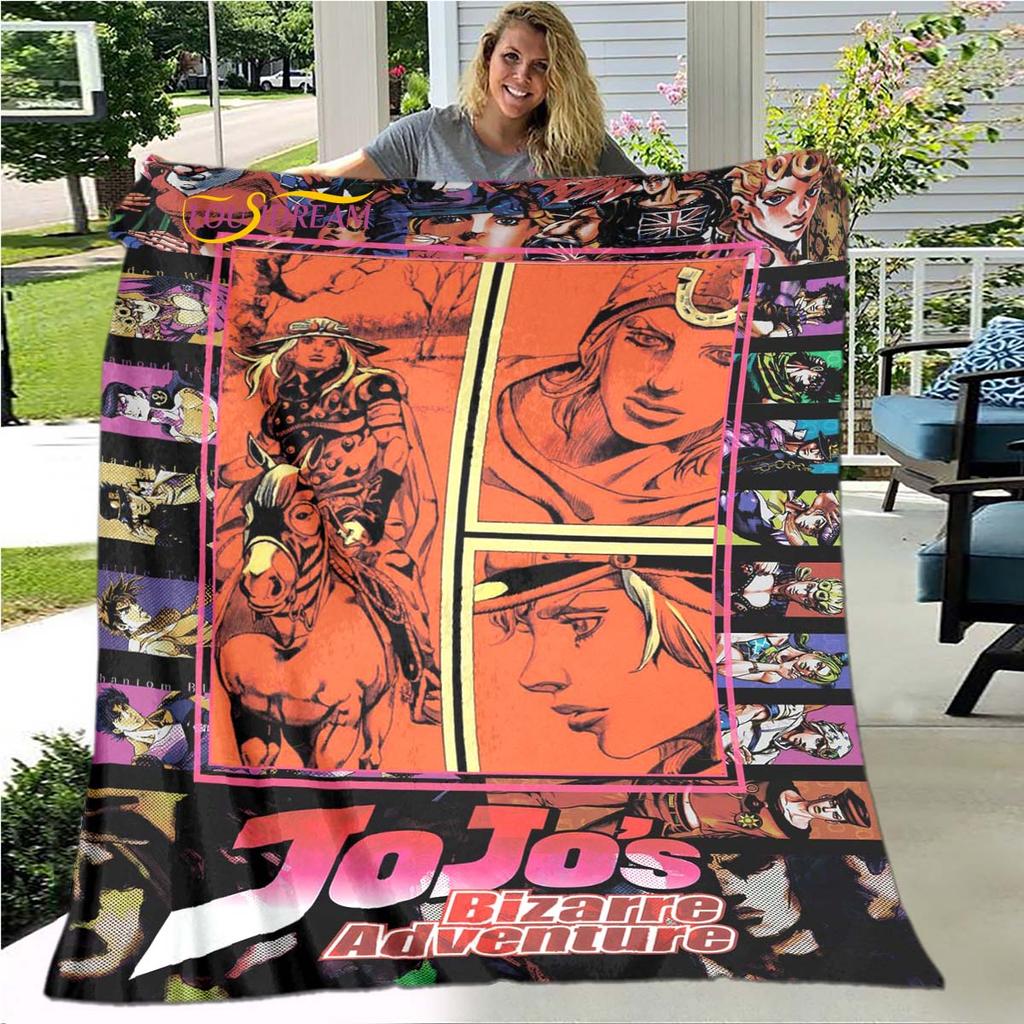 Jojo's Bizarre Adventure 3D Printed Flannel Blanket Bed Throw Soft Cartoon Printed Bedspread Bedspread Sofa Blanket