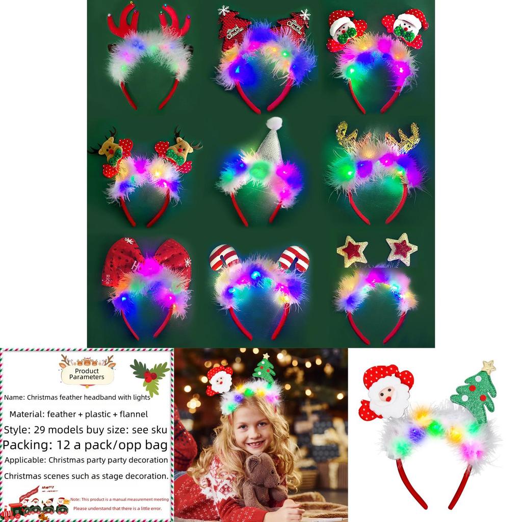 Festliches und buntes Weihnachts-Rentiergeweih-Haarband mit Lichtern für Partys und Veranstaltungen