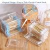 1pc Clear Cotton Swab Pads Holder, Qtips Holder Cotton Buds Ball Dispenser, Bathroom Containers Organizer, Clear Apothecary Jar