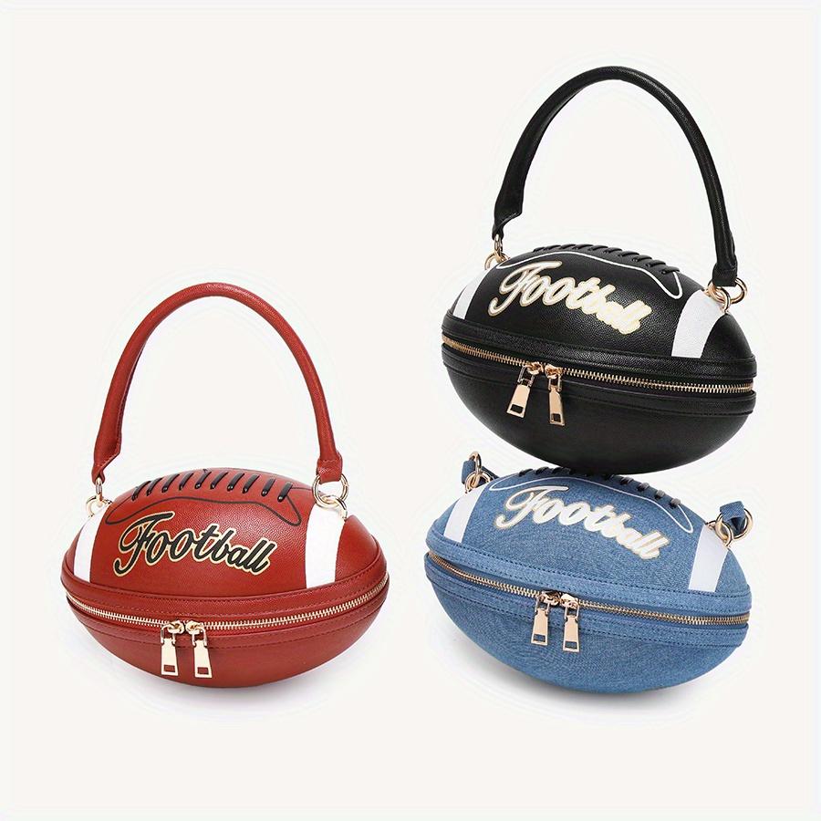 New American football/rugby ball handbag, creative, fashionable, unique, cute, lightweight crossbody bag, commuting, high-end, everyday, versatile.