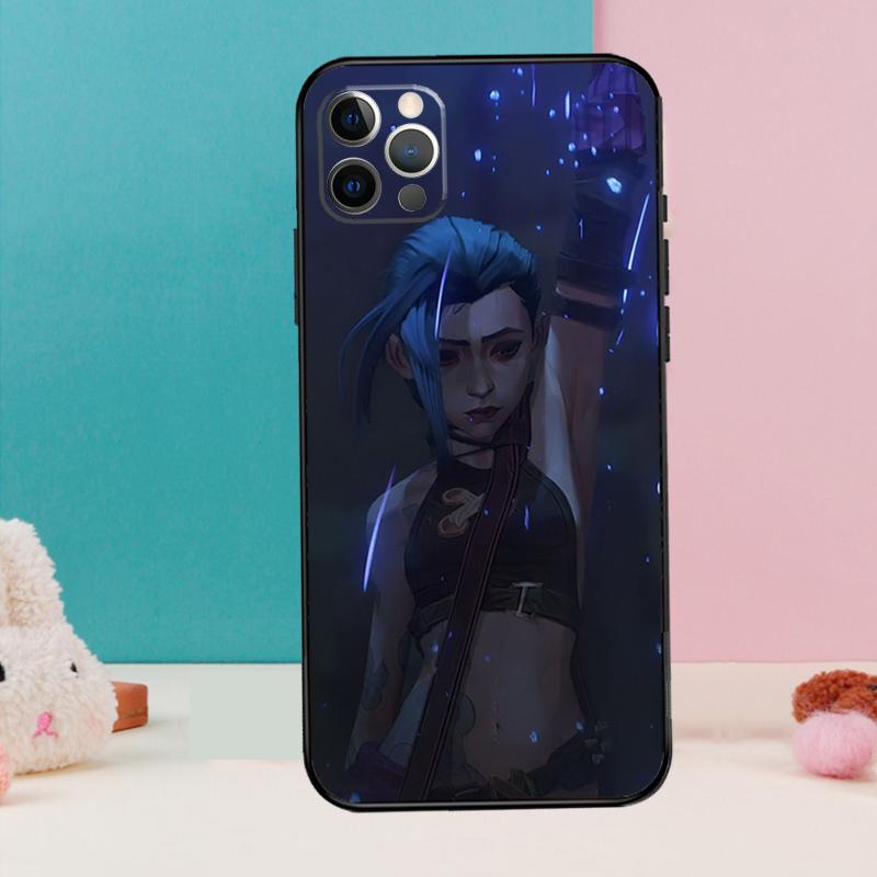 Arcane Jinx Vi Anime Phone Case For iPhone 11 12 13 14 Pro Max X XR XS Plus Silicone Bumper Back Cover