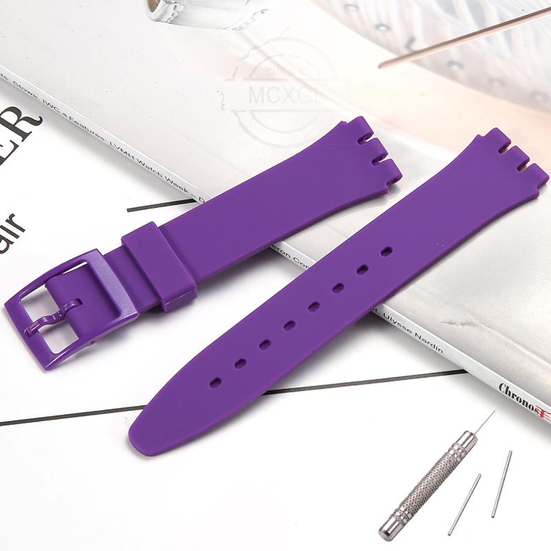Silicone Watch Band For Swatch 17mm 19mm 20mm Pin Buckle Waterproof Bracelet Wristband Watch Accessories