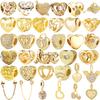 New  Sparking Gold Plated Heart Charm Beads Dangle Original Fit Copper Bracelet Necklace Beads For Diy Jewelry Women Gift