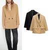 Za New Fall Women's Clothing Work Clothing Casual Polo Collar Long Sleeves Double Breasted Loose Suit Jacket 2753132
